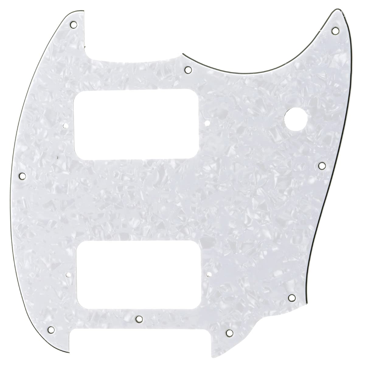 Musiclily Pro 9 Holes Round Corner Hh Guitar Pickguard 2 Humbuckers For Squier Bullet Series Mustang Electric Guitar, 4Ply White