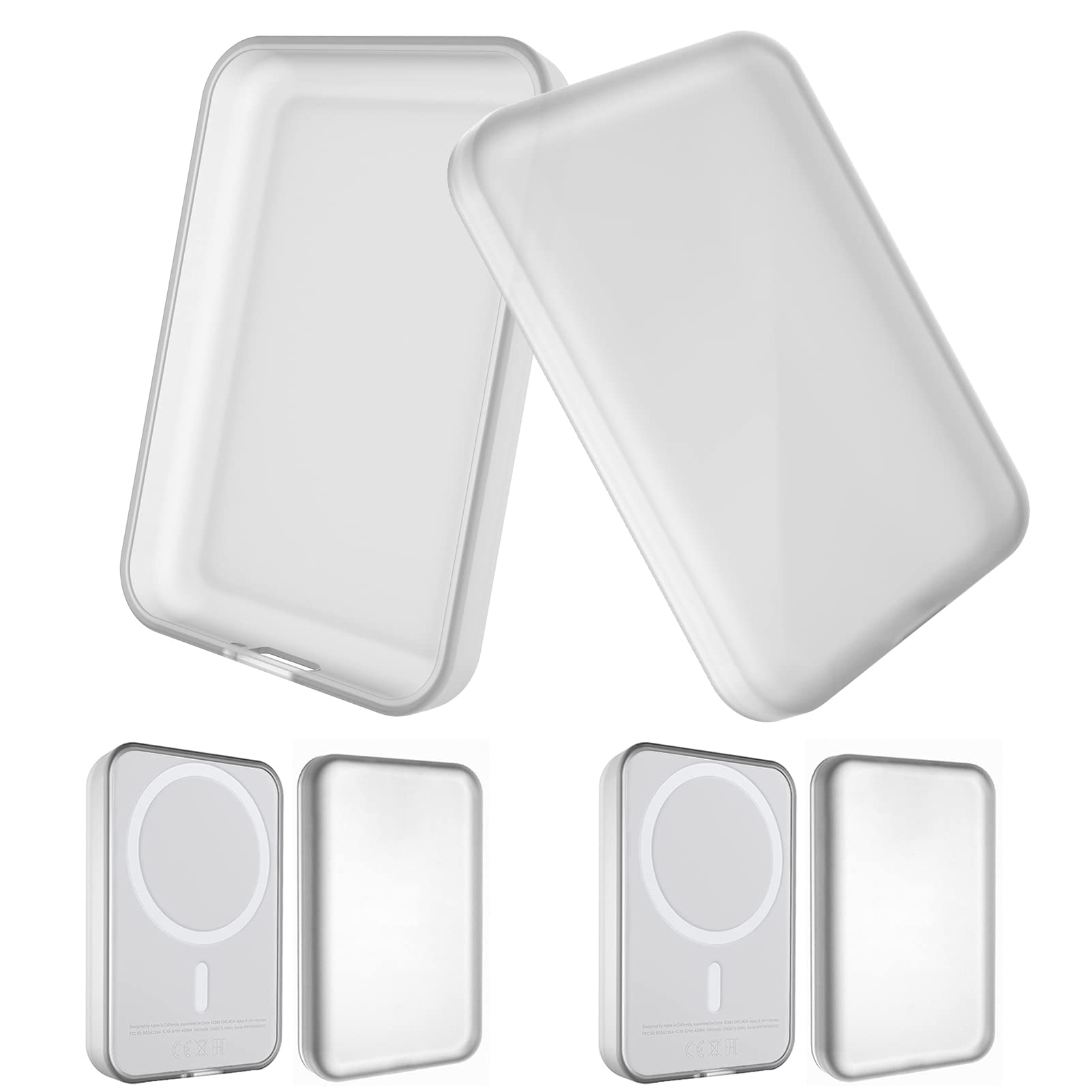 2 Pack Case Compatible with Magsafe Battery Pack Cover, GHIJKL Ultra-Thin TPU Shockproof Case Slim Scratch Resistant Cover Prote