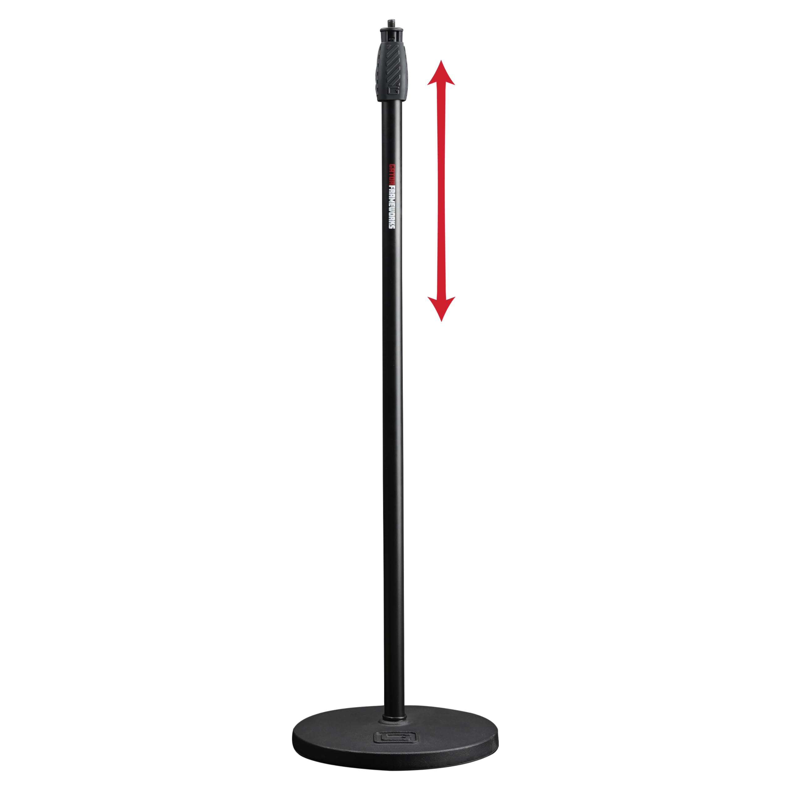 Gator Frameworks Microphone Stand with 10 Weighted Base and Soft Grip Twist Clutch Height Adjustment, (GFW-MIC-1000)
