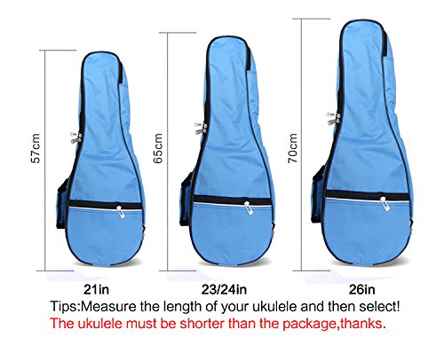 Hot Seal Waterproof Durable Colorful Ukulele Case Bag With Storage (23/24In, Light Blue)