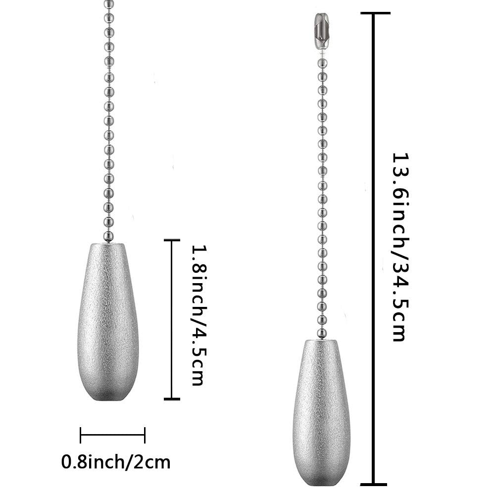 Akahttbn Ceiling Fan Chain Pulls Decorative Extension 12 Inches Silver Color Wooden Pull Chain Fan Pulls Set Ornaments For Ceili