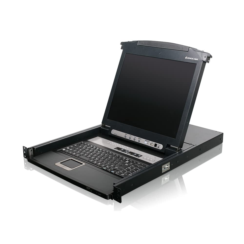 IOGEAR Rackmount 16-Port KVM Switch Console with 17-inch TFT LCD Active Matrix Monitor, Keyboard and Touchpad with 1 USB Cable