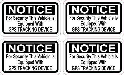 Stickertalk Vehicle Equipped With Gps Tracking Vinyl Stickers, 2.5 Inches By 1.5 Inches