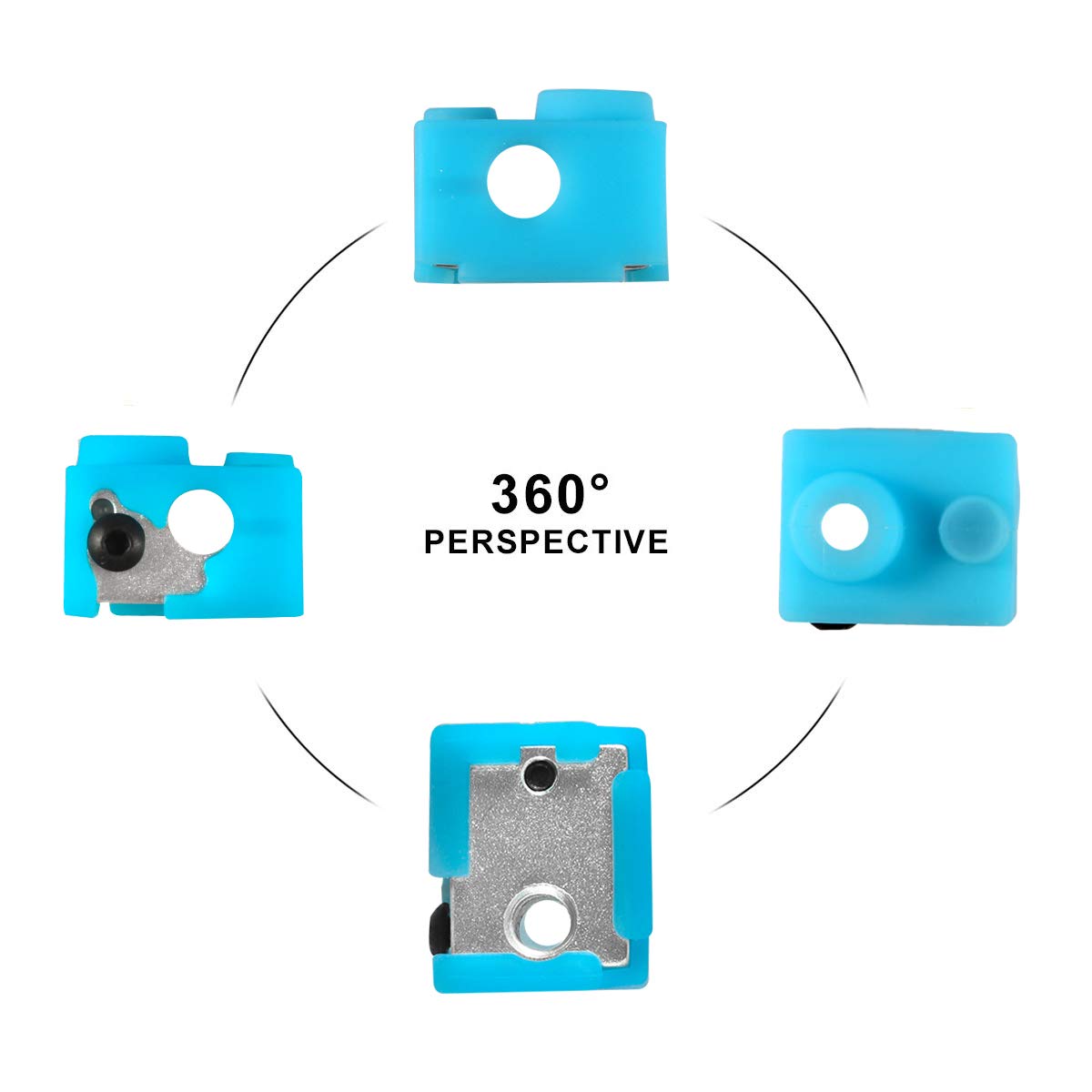 3D Printer Heater Block Silicone Cover, Aokin V6 Silicone Sock For Clone E3D V6 Hotend Extruder, 3 Pcs, Black