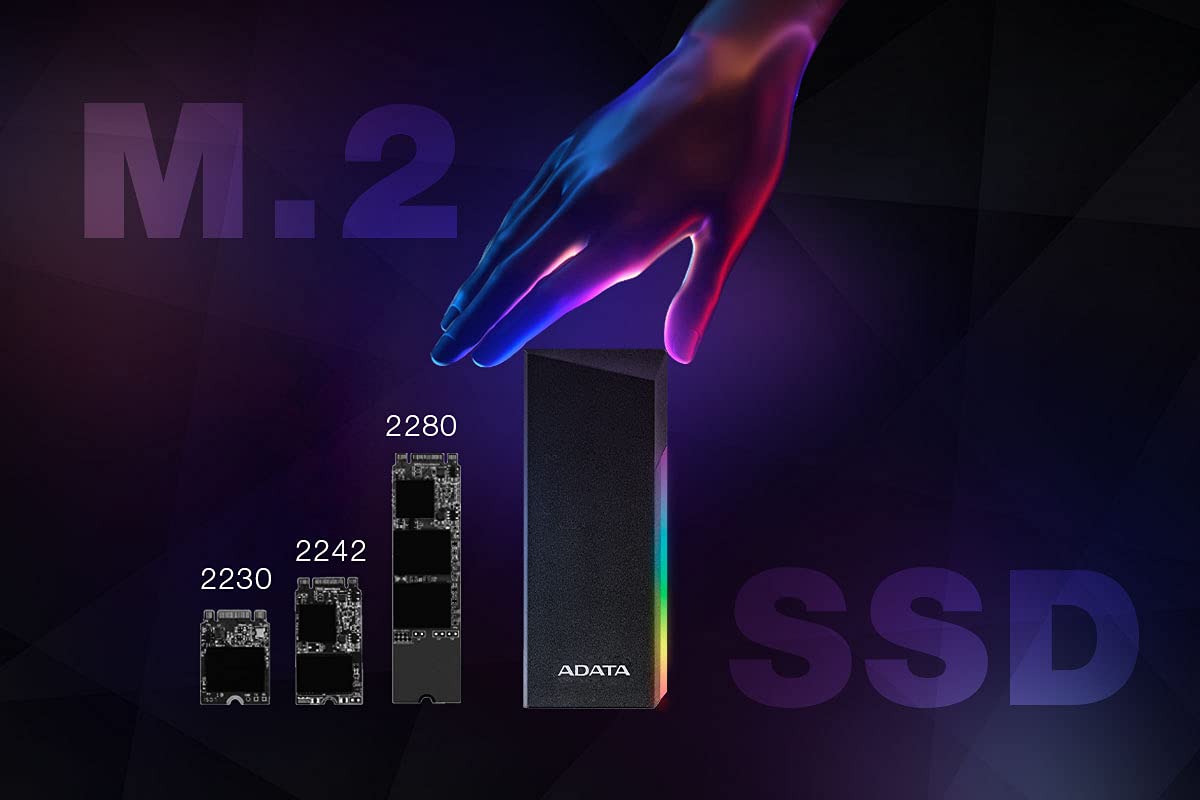 Adata Ec700G Aluminum Usb 3 Gen 2 Type-C M.2 2280/2242/2230 Pcie/Nvme/Sata Ssd External Portable Enclosure Case Adapter Tool-Les