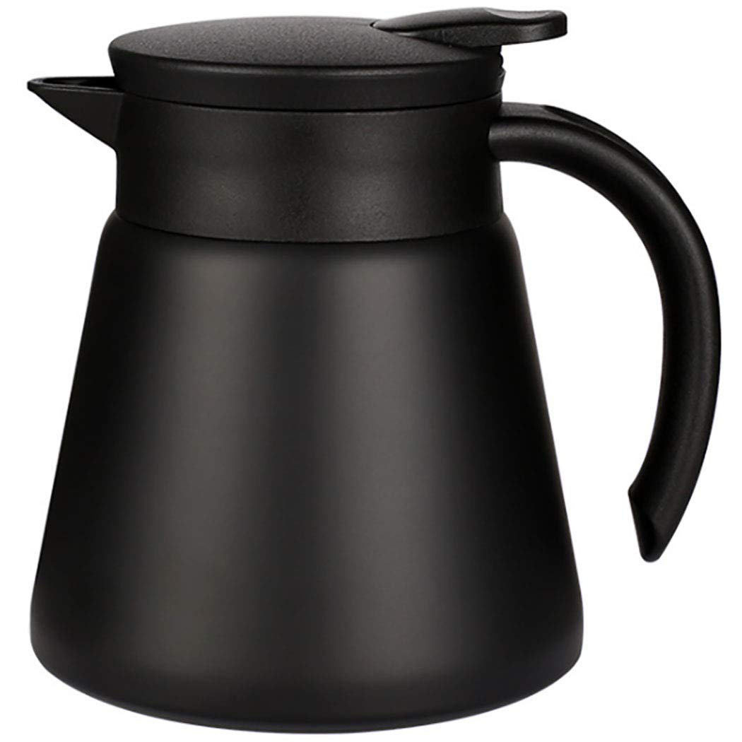 Goeielewe Thermal Coffee Carafe Tea Pot 20 Oz Stainless Steel Insulation Pot Double Wall Vacuum Insulated Coffee Water & Beverage Dispenser (Black)