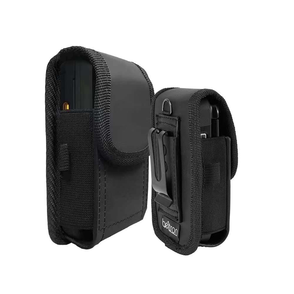 Beltron Vertical Leather Case For Cat S22 Flip Phone / Sonim Xp3 Plus Xp3900 Flip Phone, Features: Heavy Duty Belt Loop, Metal B