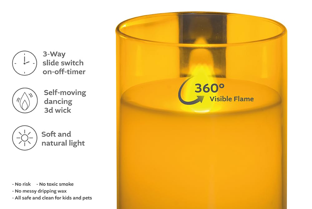 Glowing Creations Flameless Candle   Battery Operated Set Of 3 White Acrylic Candles With Remote Control For Home D  Cor, Bathro