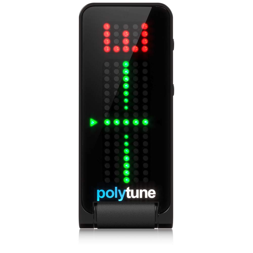 TC Electronic POLYTUNE CLIP BLACK Lustrous Black Polyphonic ClipOn Tuner with True Strobe Tuning