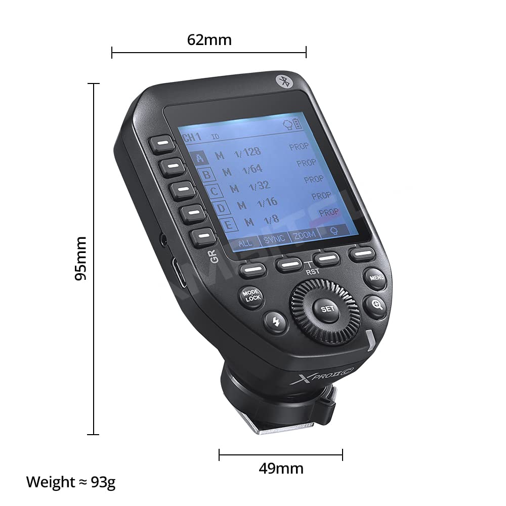Godox Xproii C 2.4G Ttl Wireless Flash Trigger Xproiic Trigger Autoflash 1/8000S Hss Large Lcd Screen 32 Channels 16 Groups Repl