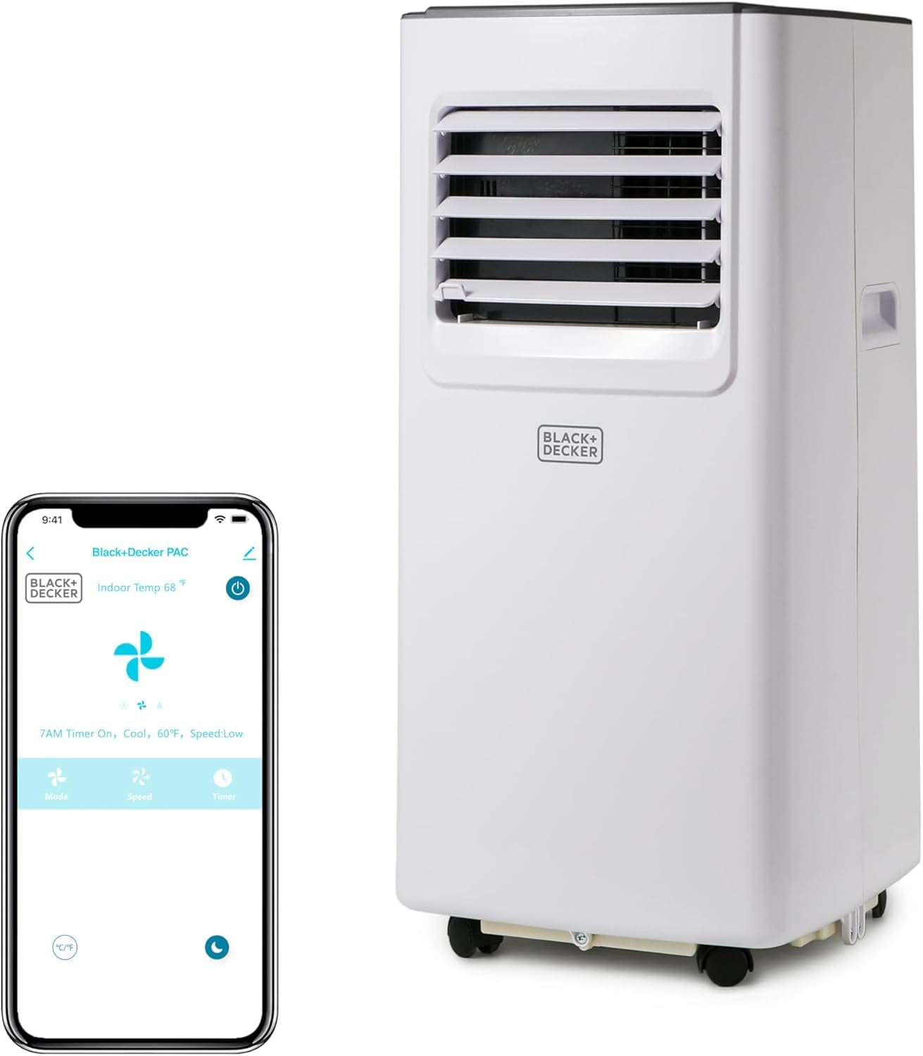 BLACK+DECKER 8,000 BTU Portable Air Conditioner with Wifi & Remote Control, 3-1-in AC, Fan & Dehumidifier, with App, Alexa & Goo