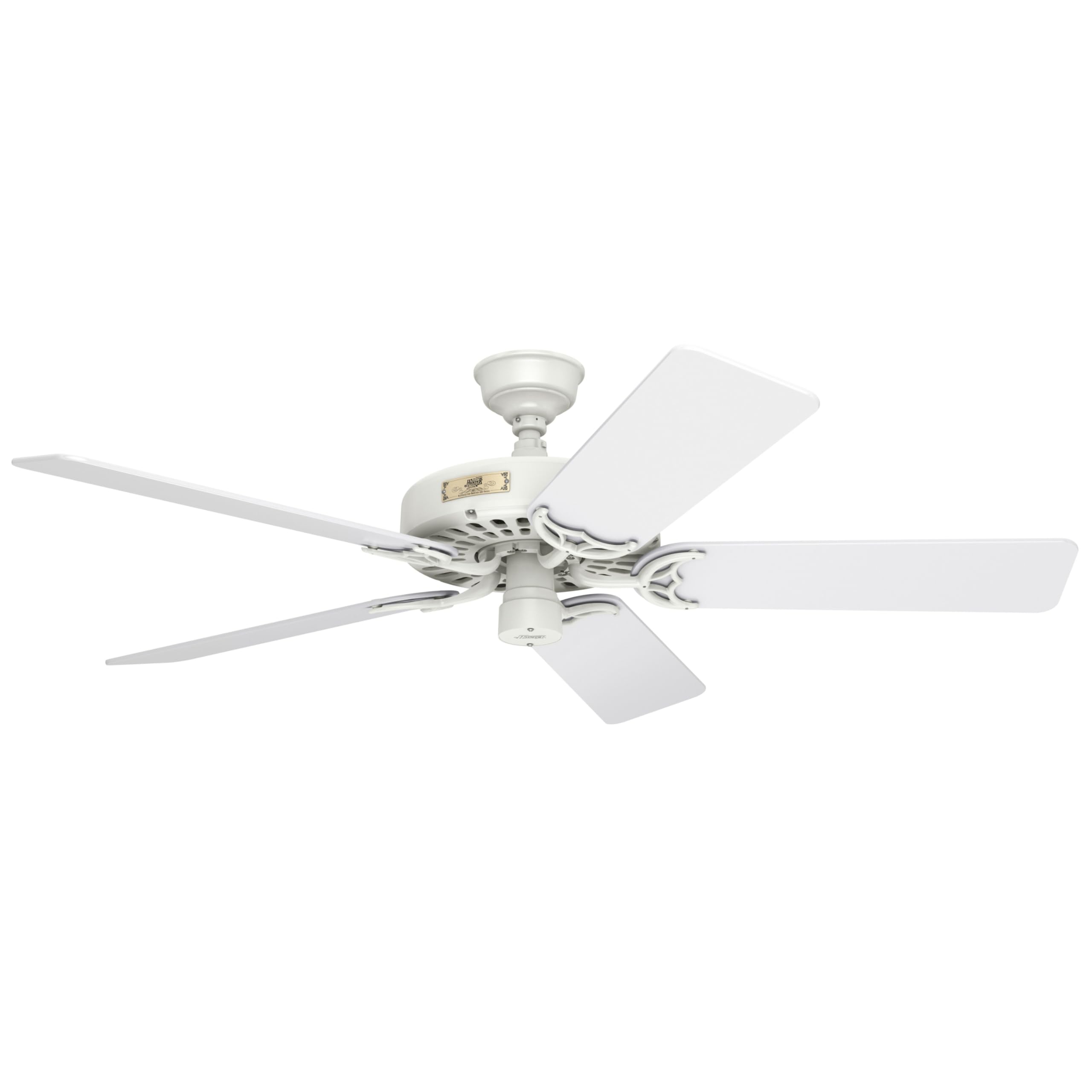 Hunter 52 inch Outdoor or Indoor Ceiling Fan No Light - White Ceiling Fan without Light, For Patio, Porch, Garage, or Living Roo