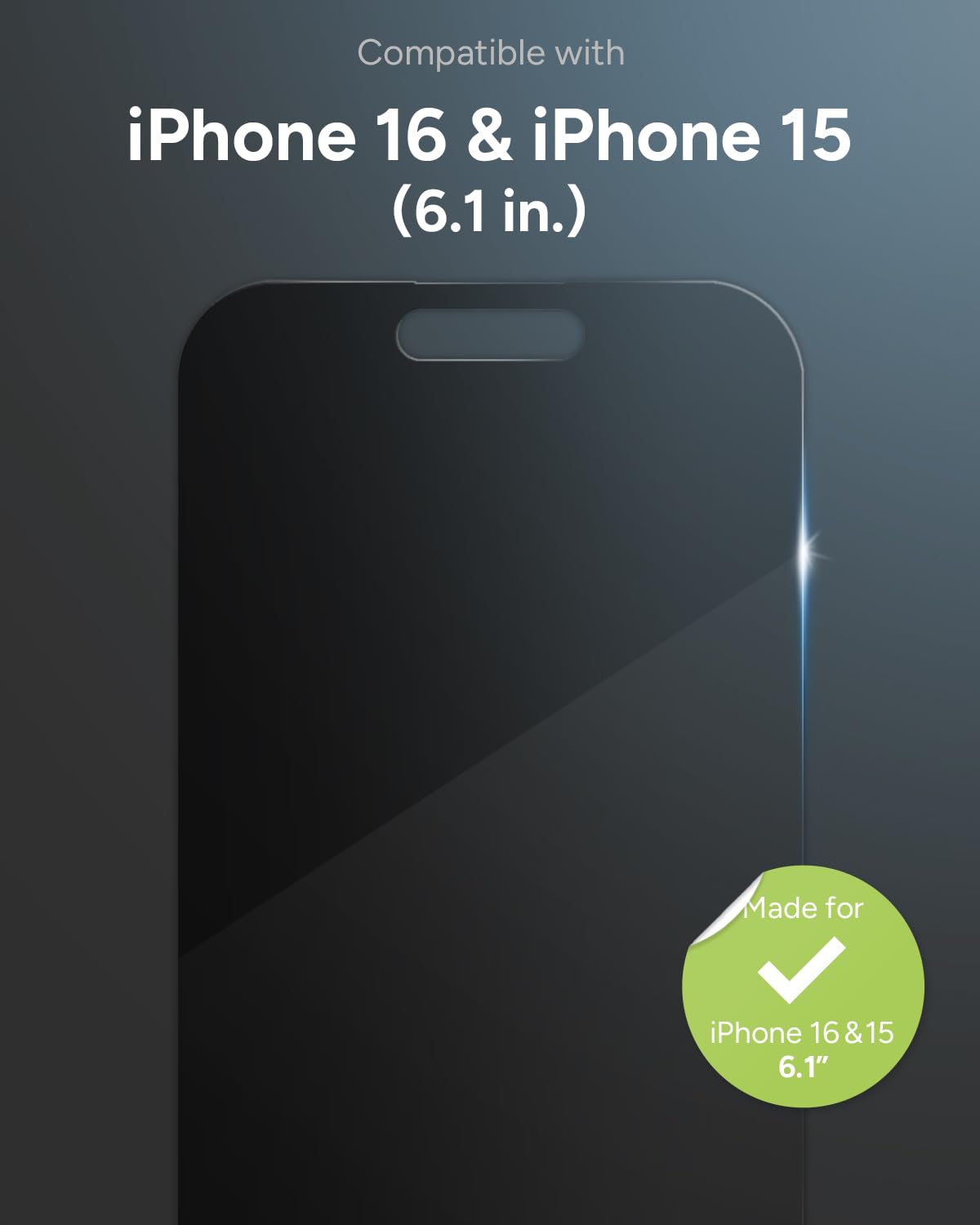 Zagg Glass Elite Privacy Screen Protector For Iphone 16/15 2 Way Privacy Filter, Ultra Strong Tempered Glass, 5X Stronger, Invis