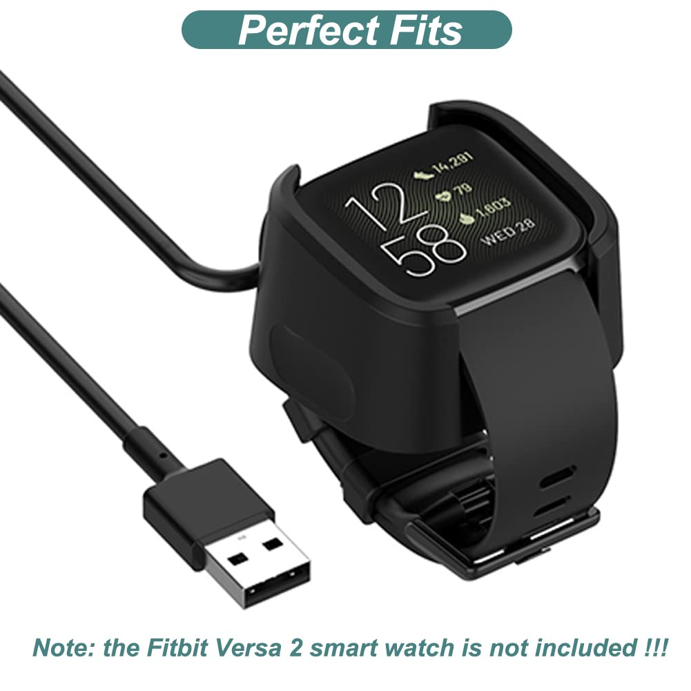 Charger For Fitbit Versa 2, Replacement Charging Cable Dock With 3.3Ft Usb Cord For Fitbit Versa 2 Smart Watch [2 Pack]