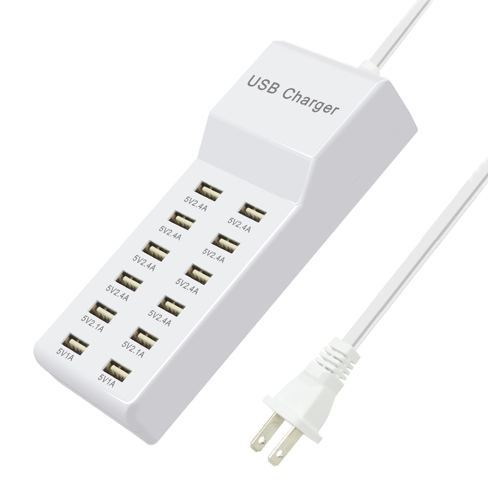 USB Charging Station Wall Charger, Multi-Port Fast Charging Block, Compatible with iPhone, Android Phones, Tablets and Bluetooth
