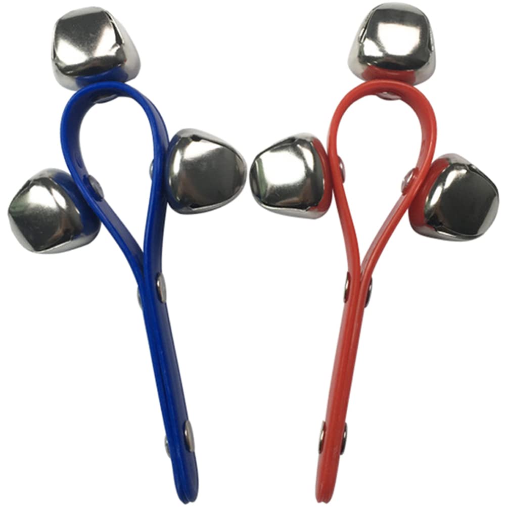 HEALLILY 2Pcs Hand Held Percussion Tambourine Hand Bell Educational Percussion Instrument for Children