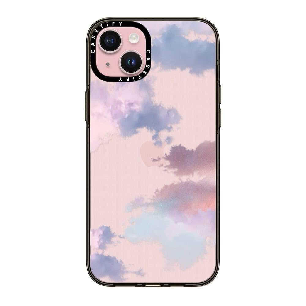 Casetify Compact Iphone 15 Plus Case [2X Military Grade Drop Tested / 4Ft Drop Protection]   Clouds   Clear Black