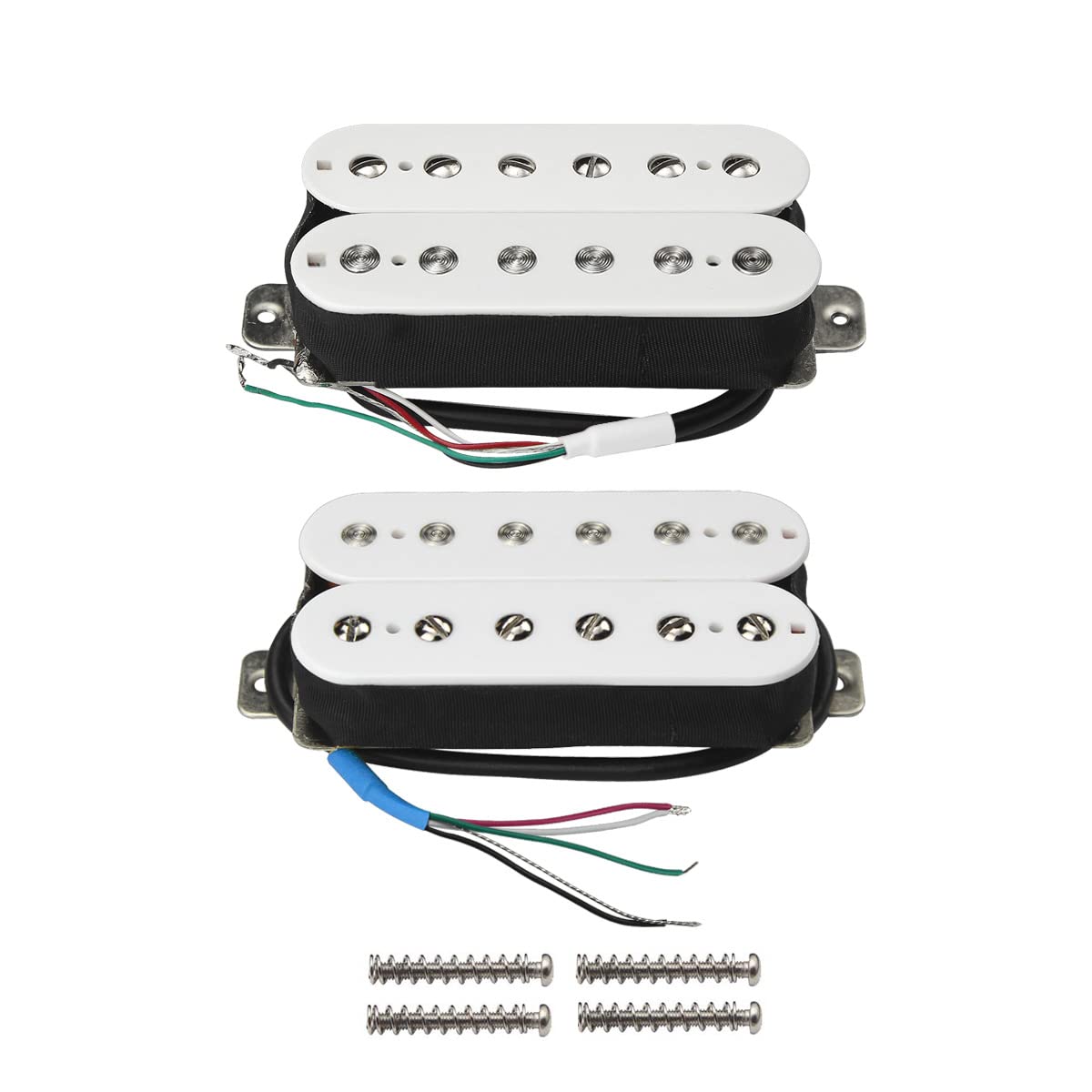 Fleor High Output Alnico 5 Guitar Pickup Double Coil Humbucker Pickups Neck And Bridge Set White