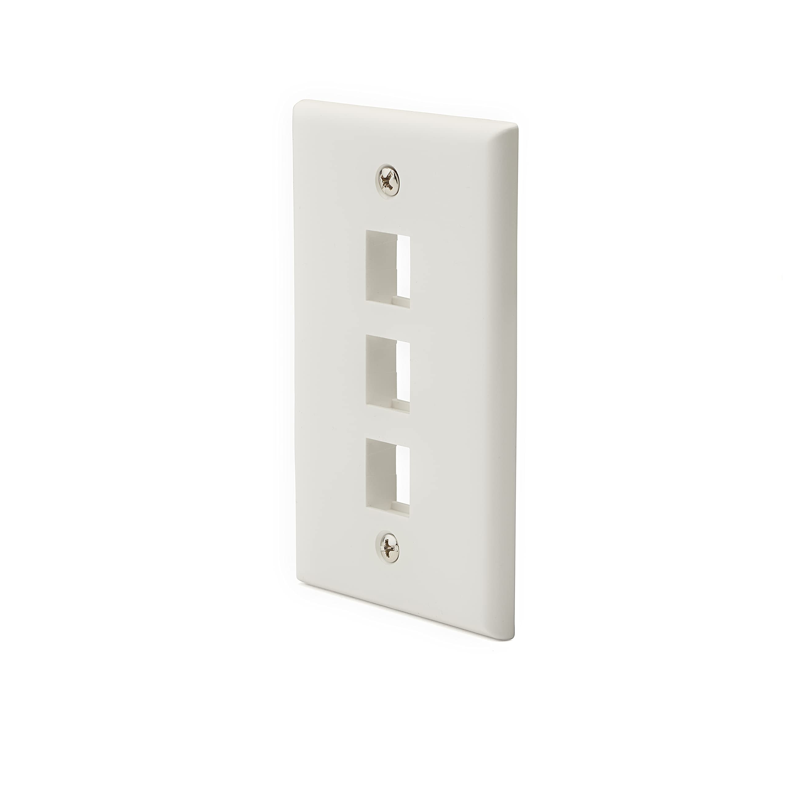 Truecable 3 Port Single Gang Keystone Wall Plate, Ul Listed, Low Profile Design, Universally Compatible With Modular Ethernet, A