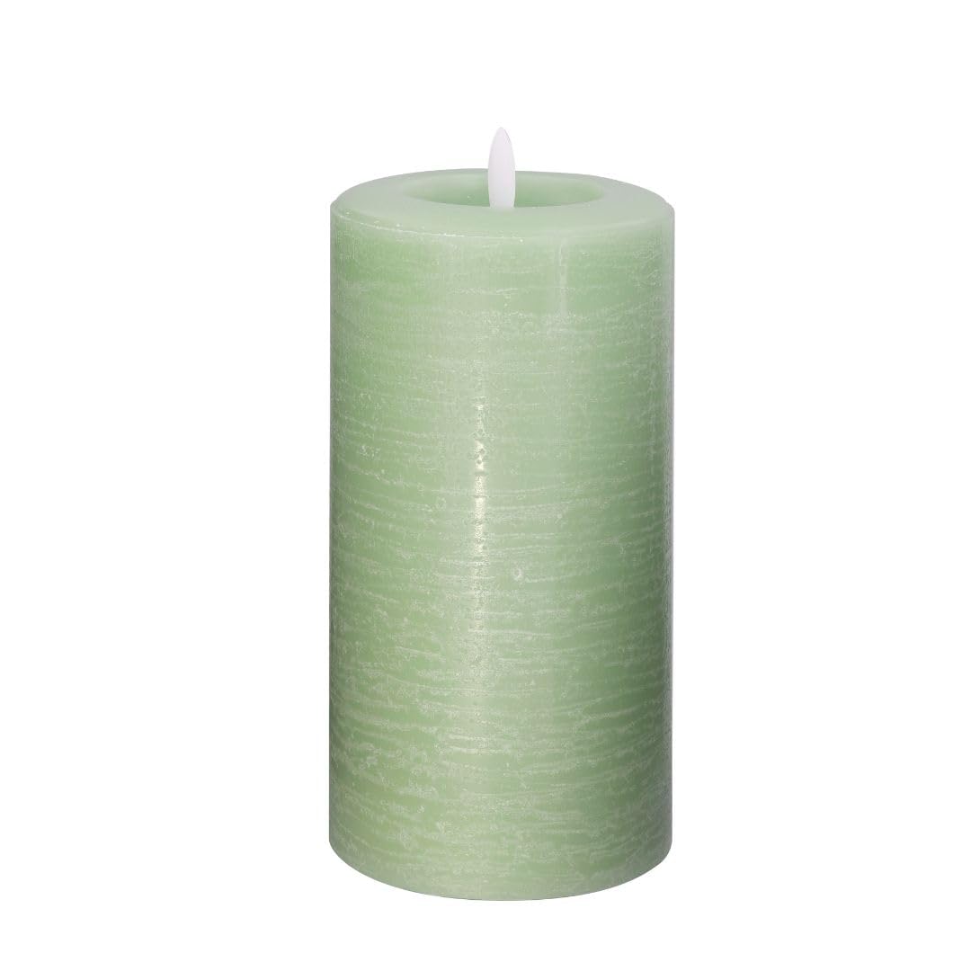 Lumipur Signature Natural Glow Flickering Flameless Led Wax Pillar Candle (4'' X 8'', Sage Green)