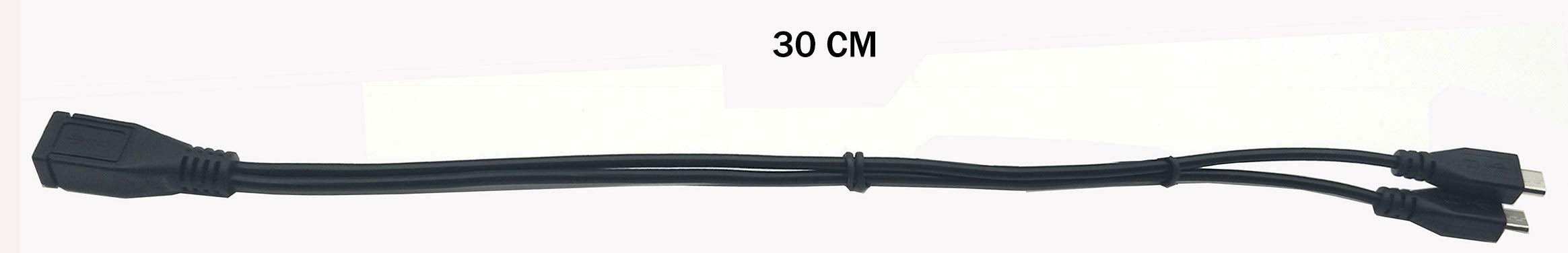 Traovien Micro Usb Splitter Cable, Micro Usb 1 Female To 2 Male Y Splitter Extension Charge Cable For Galaxy S5 I9600 S4 I9500 Note2 (0.3M/12Inch 1Pcs)