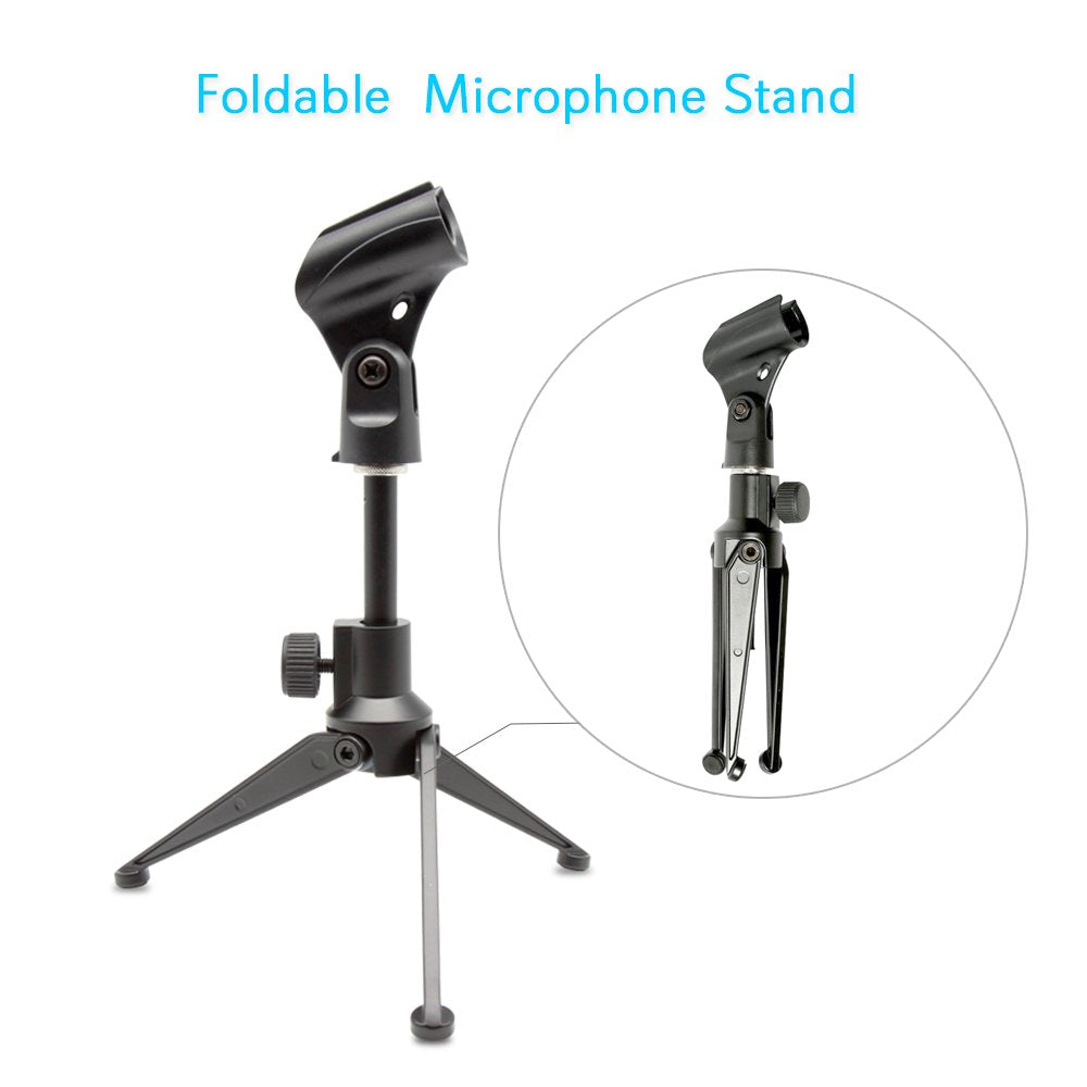 Pyle Desktop Tripod Microphone Stand   Adjustable Height 4.7'' To 8.7'' Inch High With Heavy Duty Clutch Support Weight 5 Lbs.