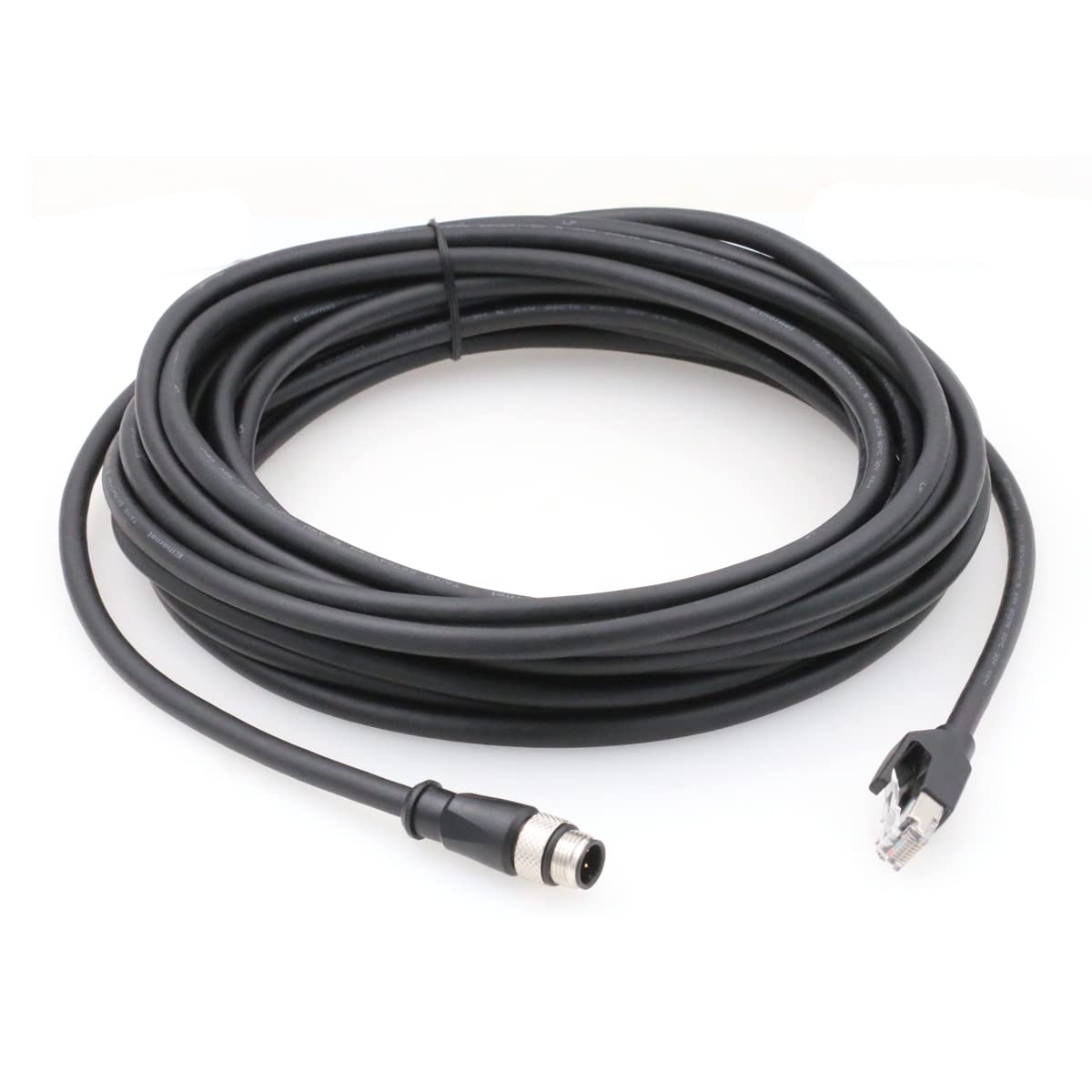 Szrmcc M12 Ethernet Cable D Code 4 Pin Male To Rj45 Connector High Flex Cat5E Shielded Waterproof Network Cable For Industrial Camera Sensor (15M,Black)