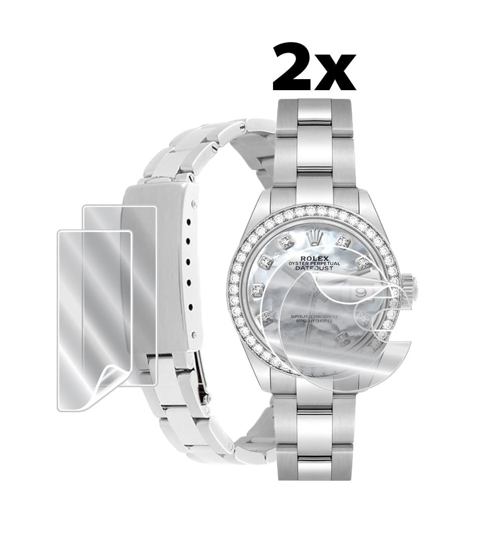 Ipg For Rolex Lady - Datejust Oyster Diamond Watch Hydrogel Screen Protector (2 Units) + Clasp Protector (2 Units) Invisible Hd