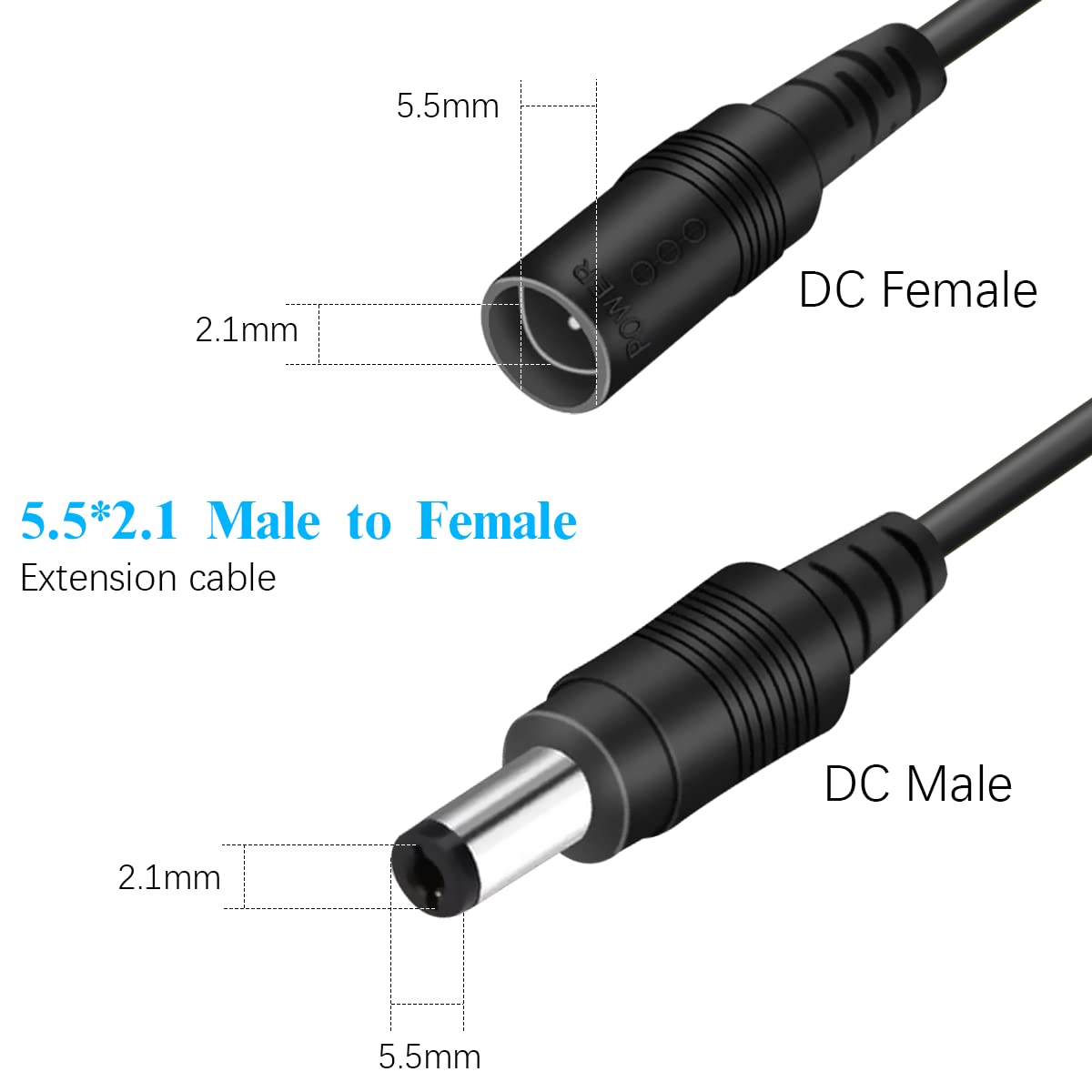 Power Extension Cable 33Ft,Dc 12V Plug Power Adapter Extension Cable For Cctv Security Camera,Ip Camera (1 Pack)