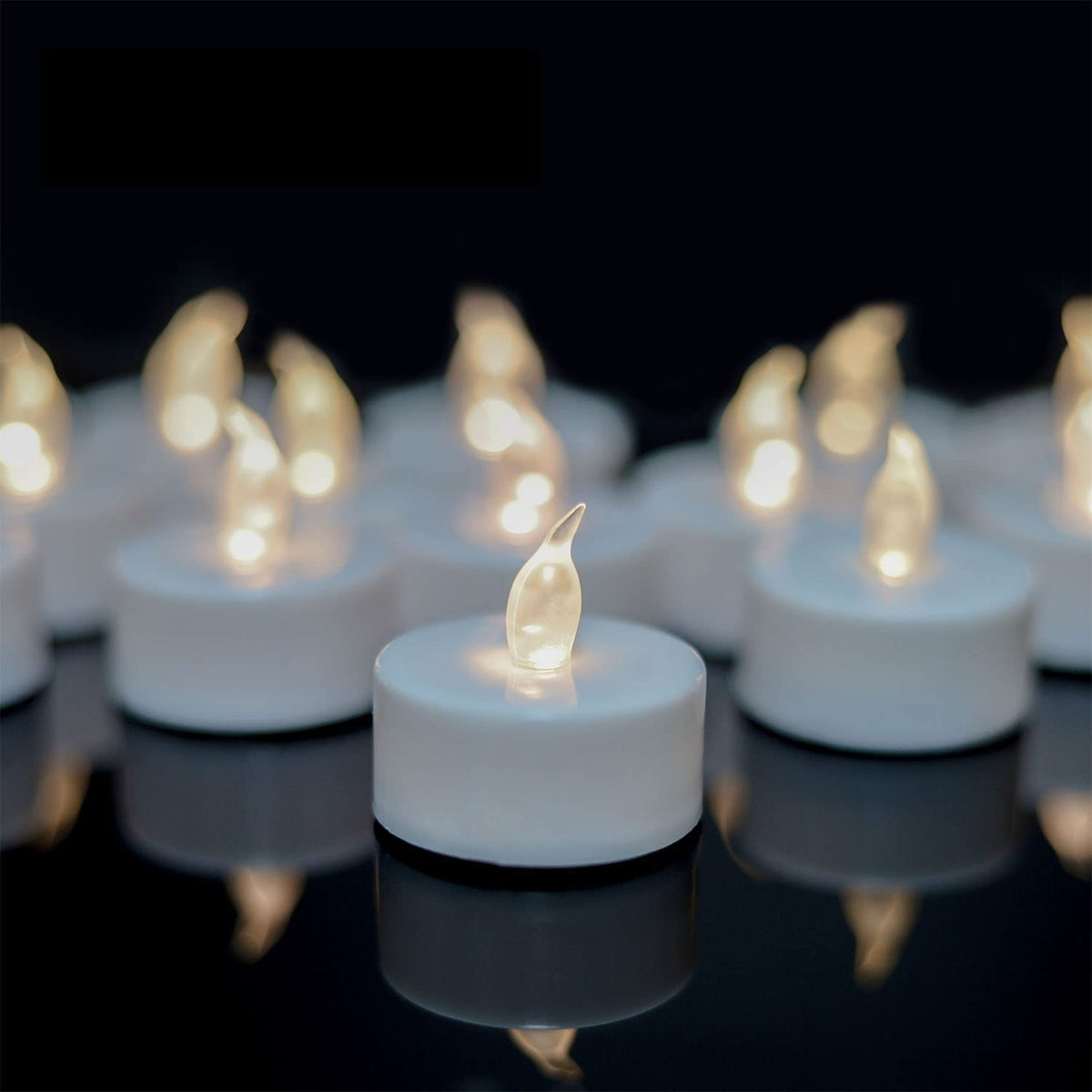Tea Lights 50 Pack Flameless Tea Light Candles 200 Hours Pack Of Warm White Light Realistic Flickering Bulb Battery Operated Tea