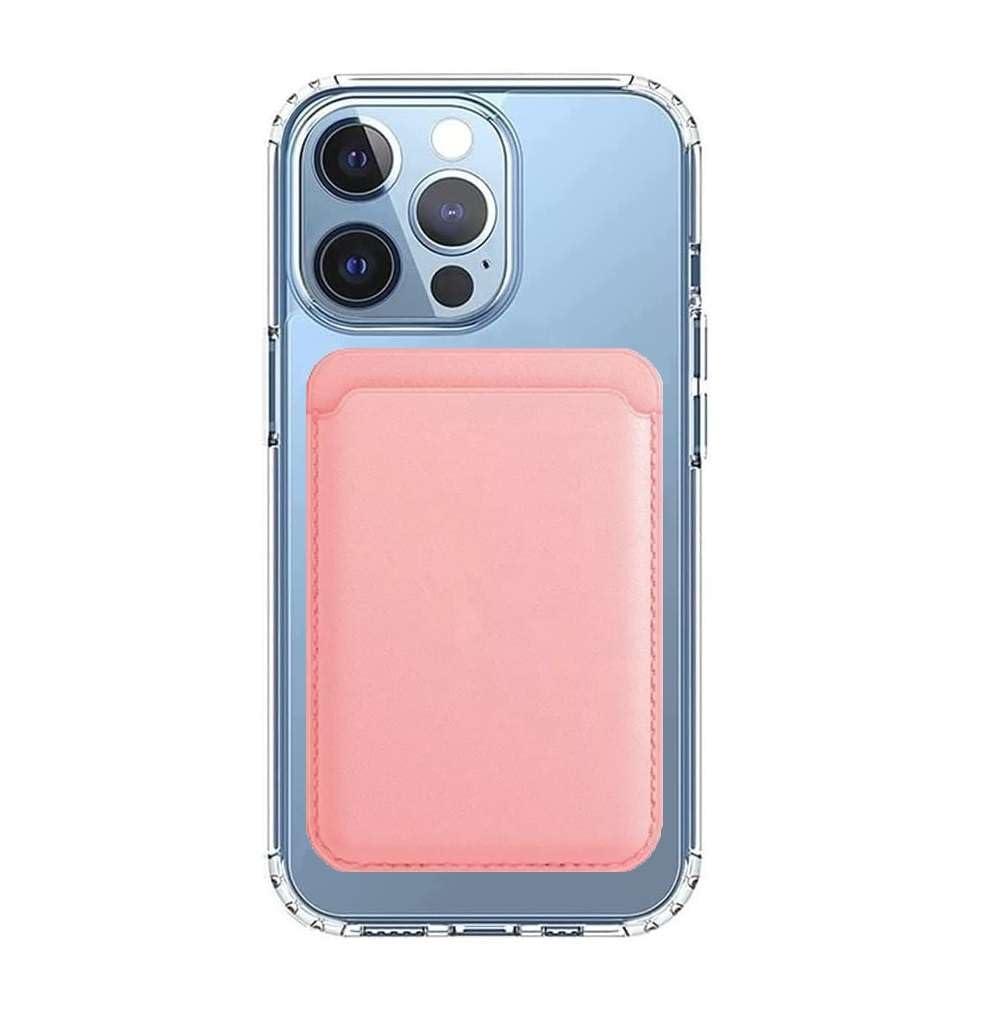 Tahamus 2 in 1 Magnetic Clear Phone Case & Leather Wallet Card Holder for iPhone 13 6.1 Inch TPU Pink
