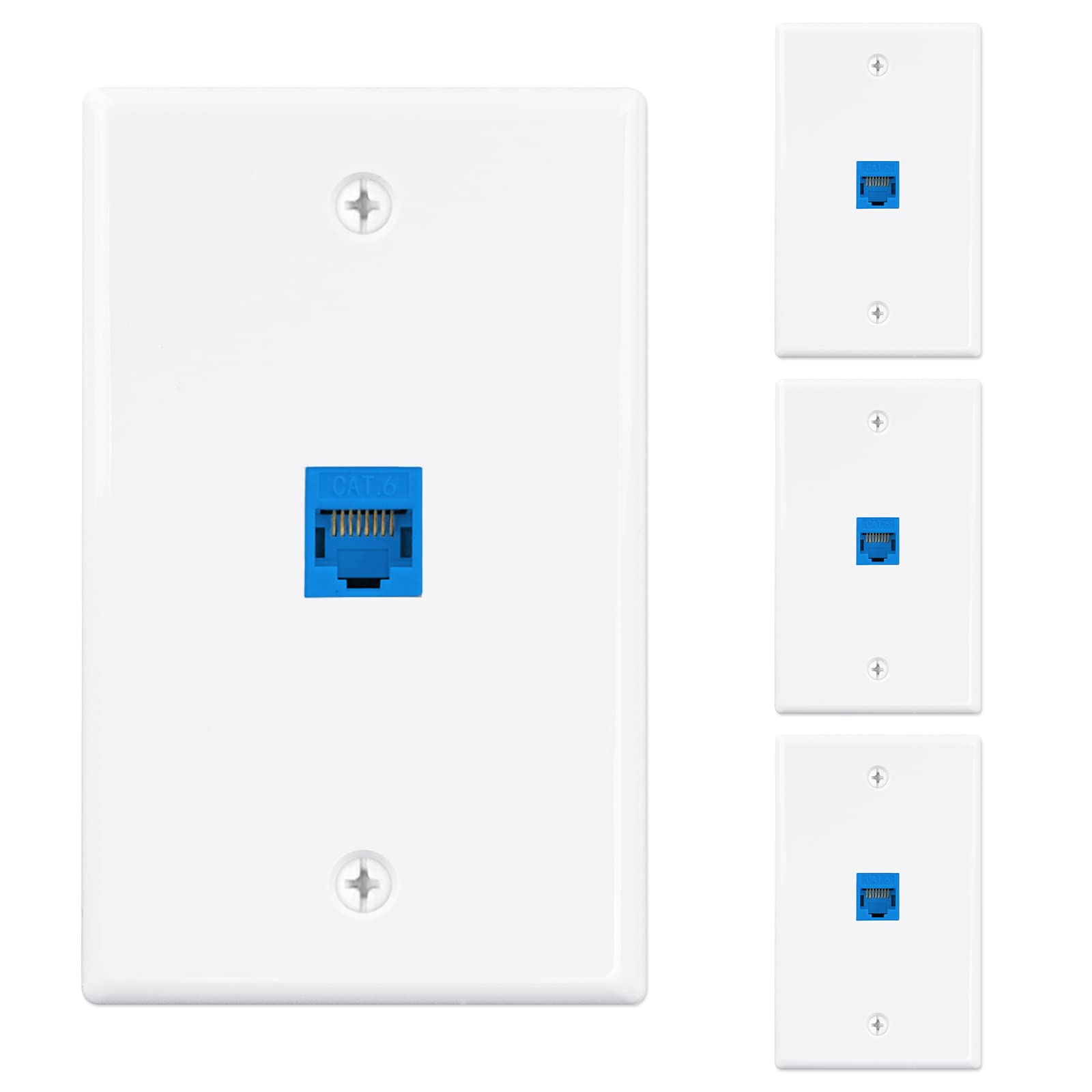 Iwillink (4 Pack) 1 Port Ethernet Wall Plate, Keystone Jack Wall Plate With Rj45 Keystone Inline Coupler Insert, Female To Femal