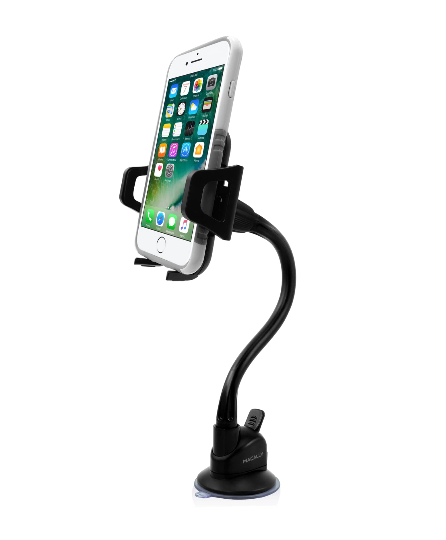Macally Windshield Phone Mount For Car, Super Strong Suction Cup Phone Holder For Truck   Universal Gooseneck Window Phone Mount