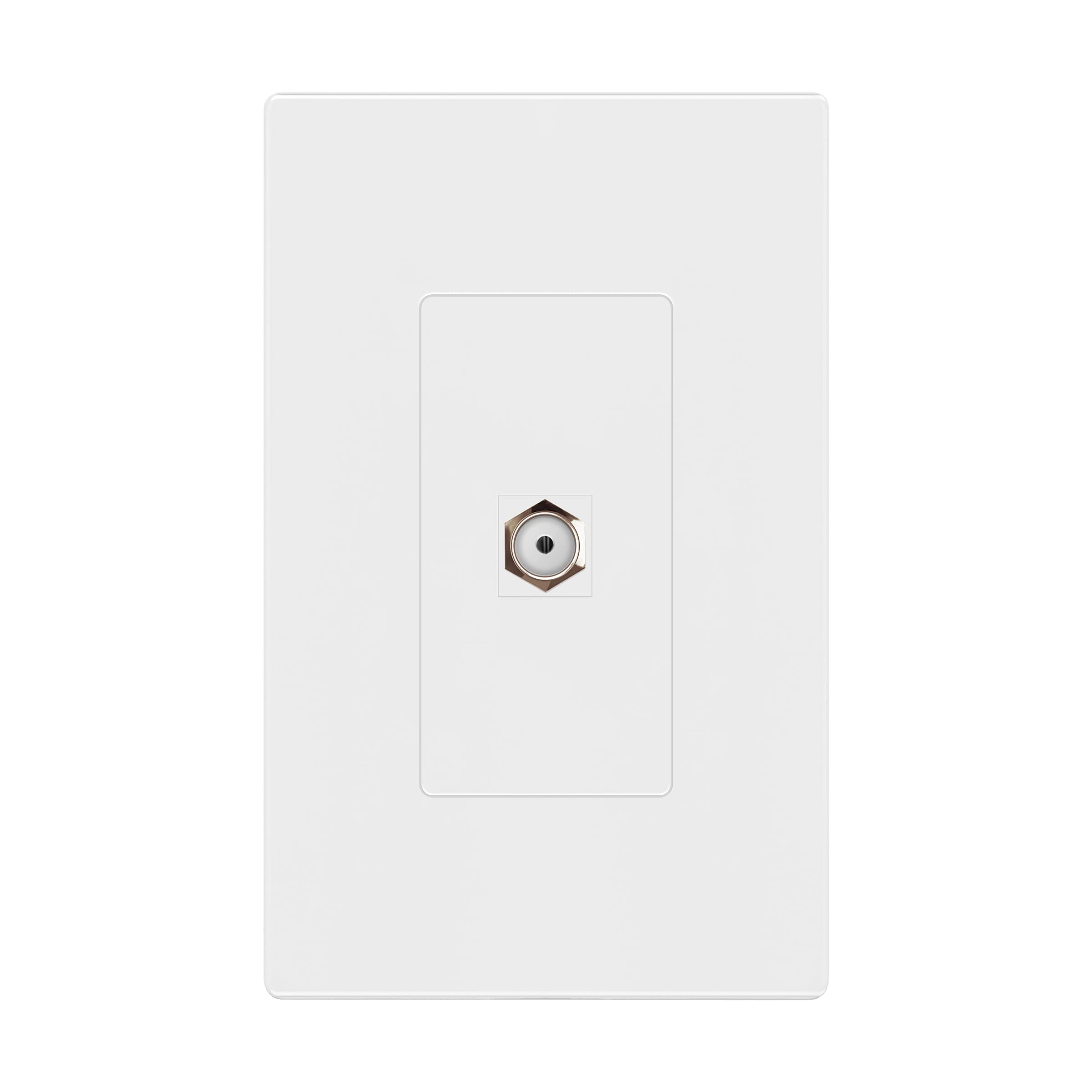 Enerlites Port Screwless Keystone Wall Plate With Nickel F Type Coupler Bulkhead Audio/Video Connector, Female, Standard Size 1 