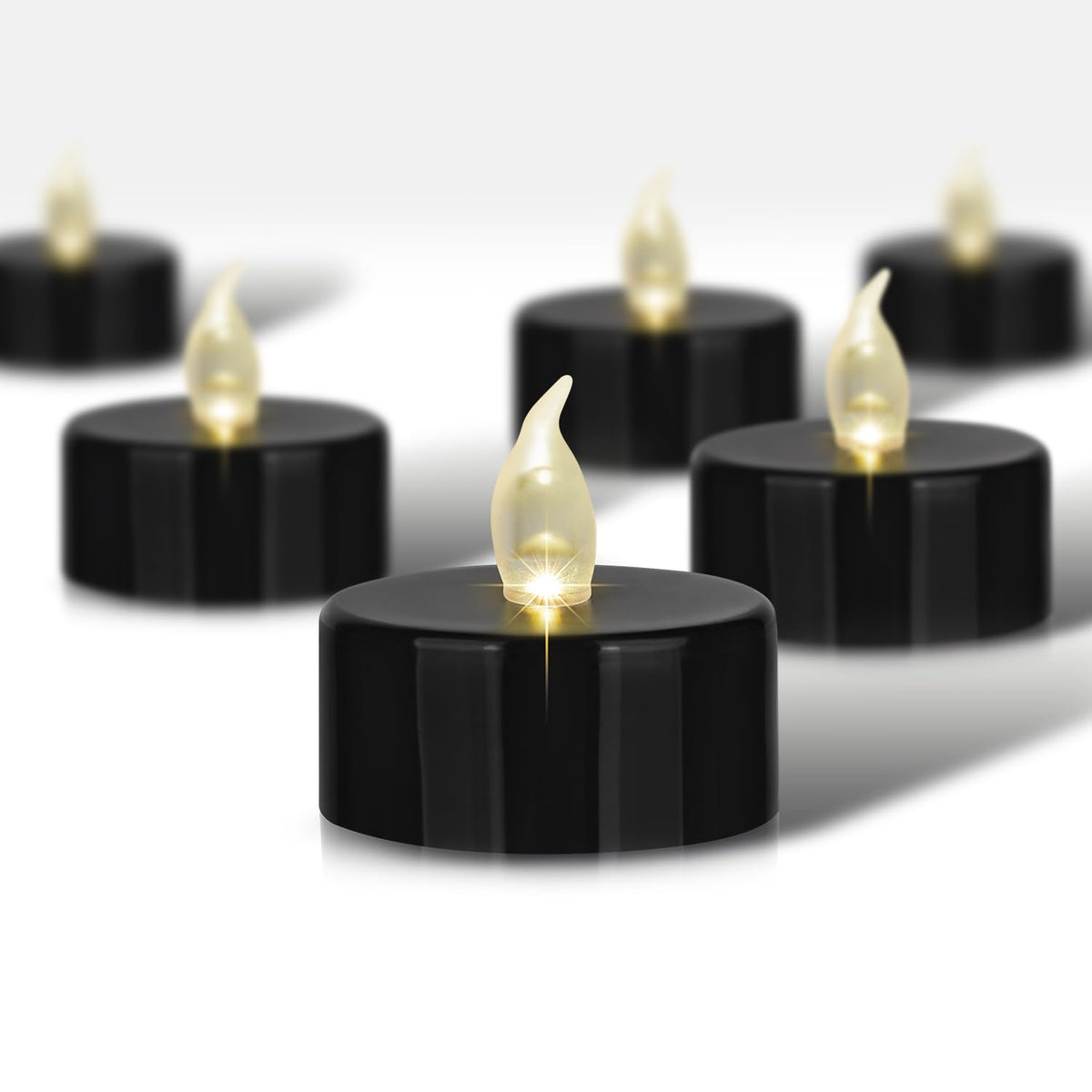 Tappovaly Black Tea Lights Candles Battery Operated, 24 Pack Electric Flameless Votive Candles Long Lasting 200 Hours, Led Flick