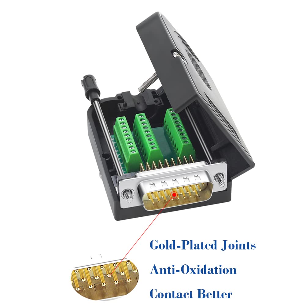 Jienk Db26 Male Solderless Breakout Connector, Rs232 D Sub Serial To 26 Pin Port Terminal Solderfree Adapter With Case Accessori