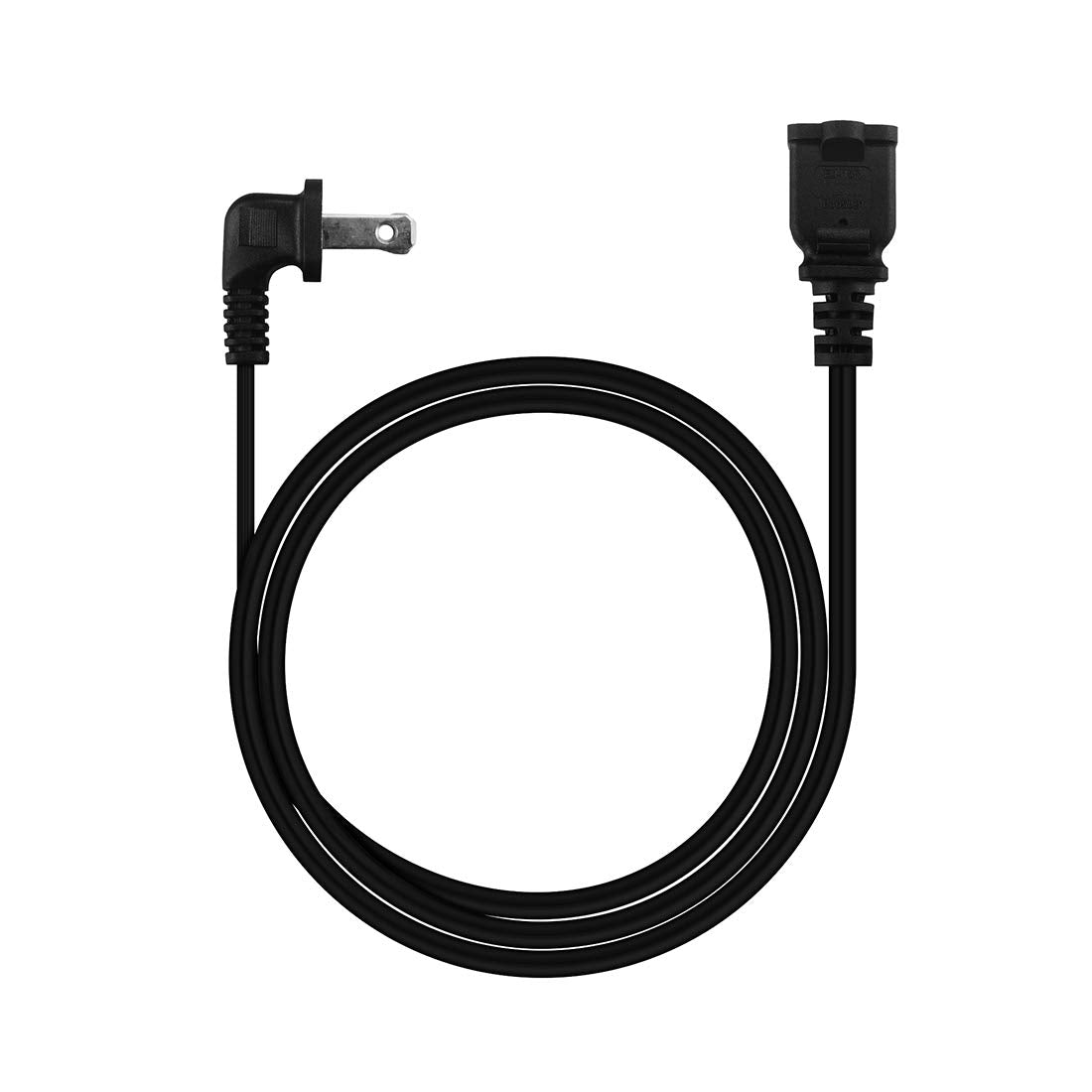 6 Feet (1.8M) Right Angled Polarized Us 2 Prong Male Female Extension Power Cord Cable, Spt 2 16Awg 2 Prong Extension Cable Cord