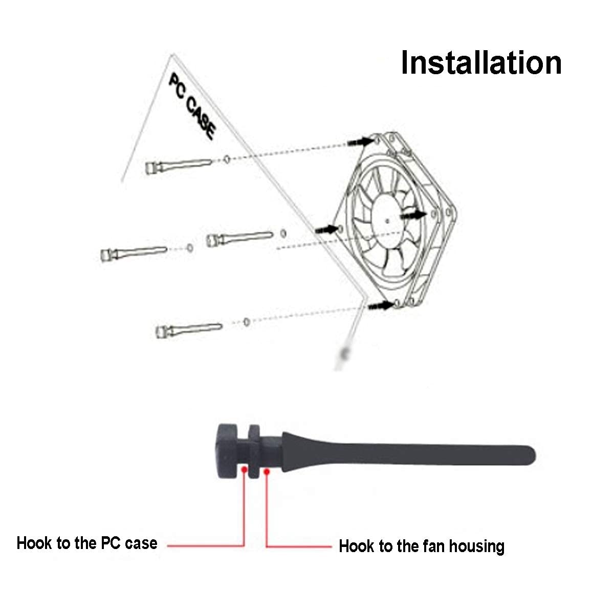 Micro Connectors 20 Pack Pc Cpu/Case Fan Rubber Mounting Screws (43Mm) (Scw 20Rb43)