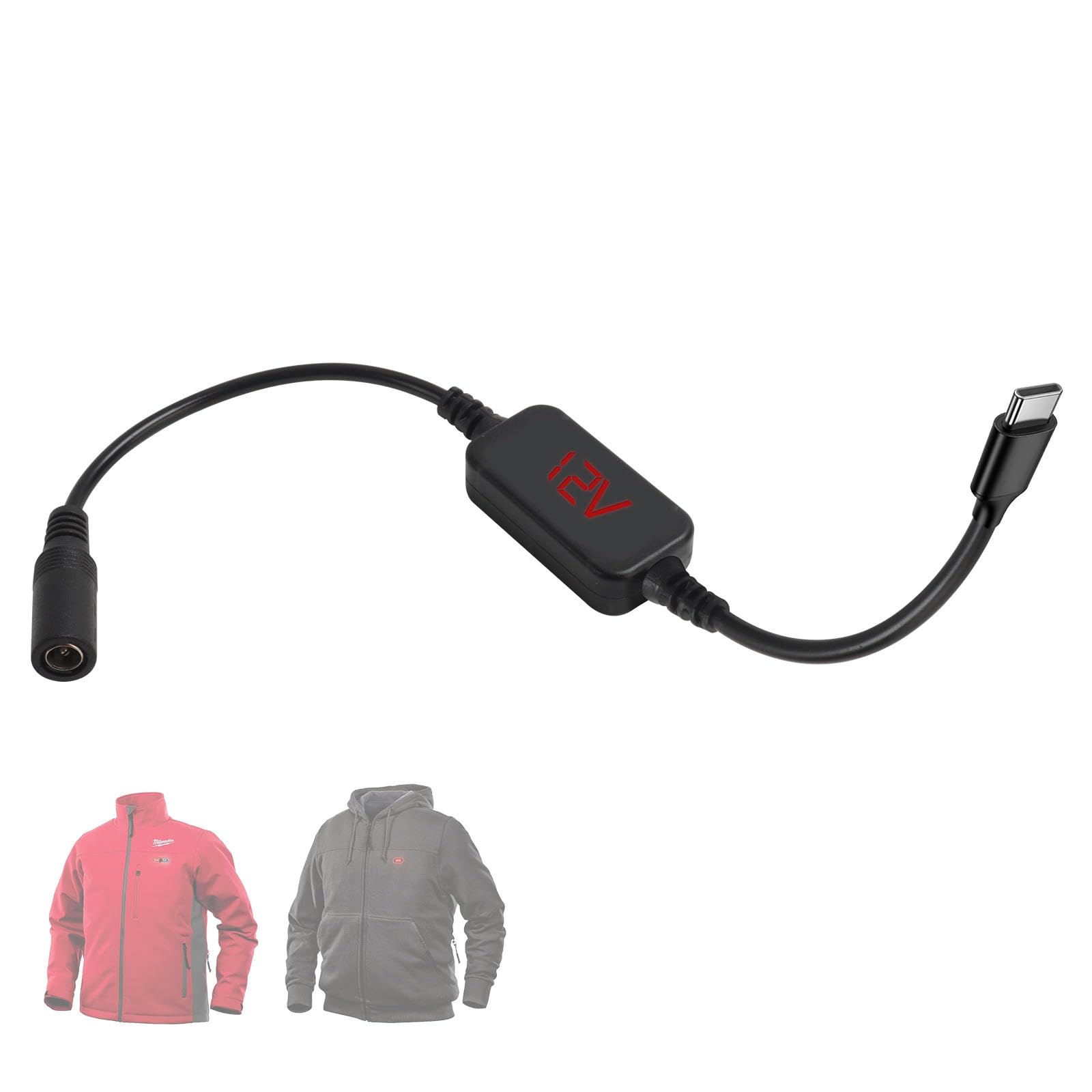 Smarkey 12V Heated Jacket Battery Stepup Adapter Charger Cable Typec To Dc5.5Mm For Milwaukee, M12, Makita, Snap On, Metabo, Cra