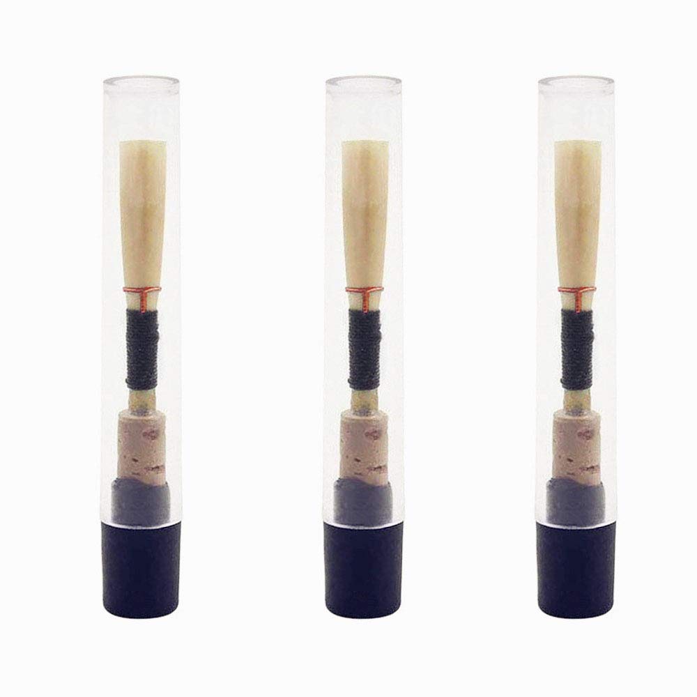 Jiayouy 3Pcs Oboe Reeds Medium Soft With Plastic Casetube Oboe Reed Woodwind Instrument Accessories Black