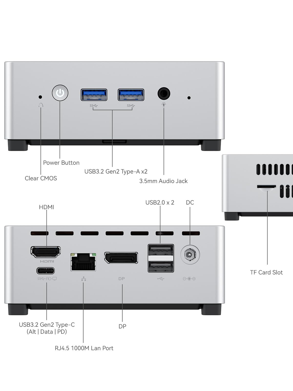 Minisforum Un100L Mini Pc 12Th Gen Alder Lake N100(Up To 3.4Ghz) Desktop Computer, Lpddr5 16Gb Ram 512Gb Ssd, 1X Hdmi, 1Xdp, 1X