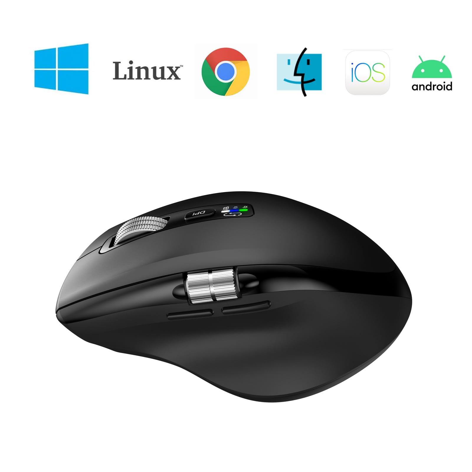 Infinmind Wireless Bluetooth Mouse With Smart Flying Scroll,Side Thumb Scroll Ergonomic Mice,Silent Multi Device Mouse For Compu