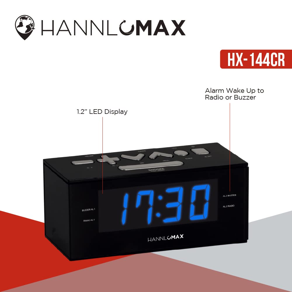 Hannlomax Hx 144Cr Alarm Clock Radio, Pll Am/Fm Radio, 1.2'' Led ...