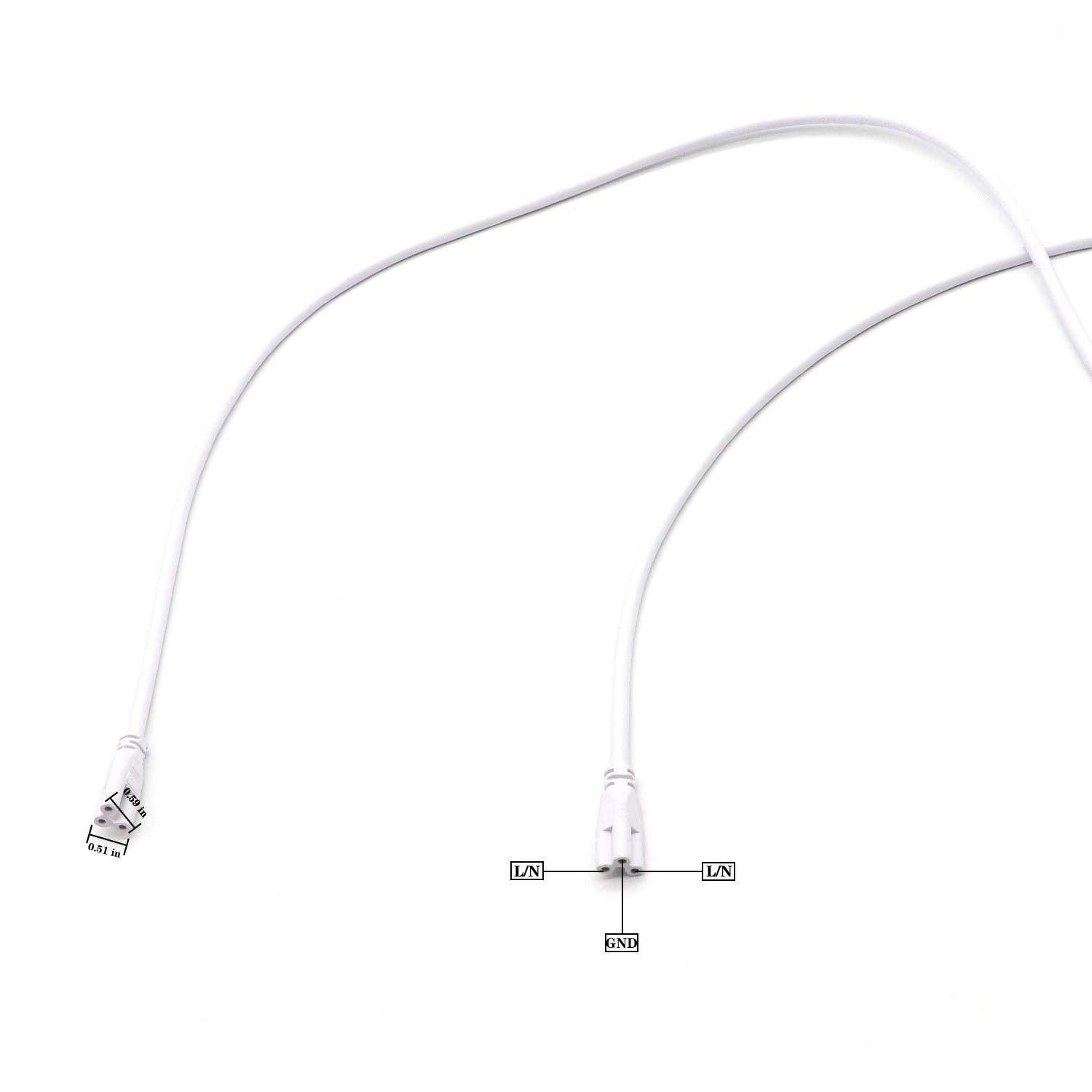 7Ft 2 Meter T5 T8 Tube Light Fixture Led Linkable Cord, Double End Connector Cable, Power Extension Wire For Led Integrated Sing