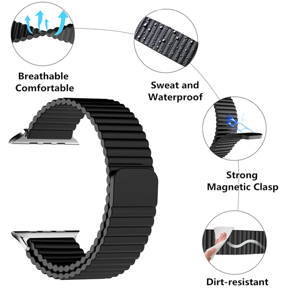 Heike Sport Loop Band For Apple Watch Bands Ultra 49Mm 45Mm 44Mm 42Mm 41Mm 40Mm 38Mm, Breathable Silicone Wristbands Replacement