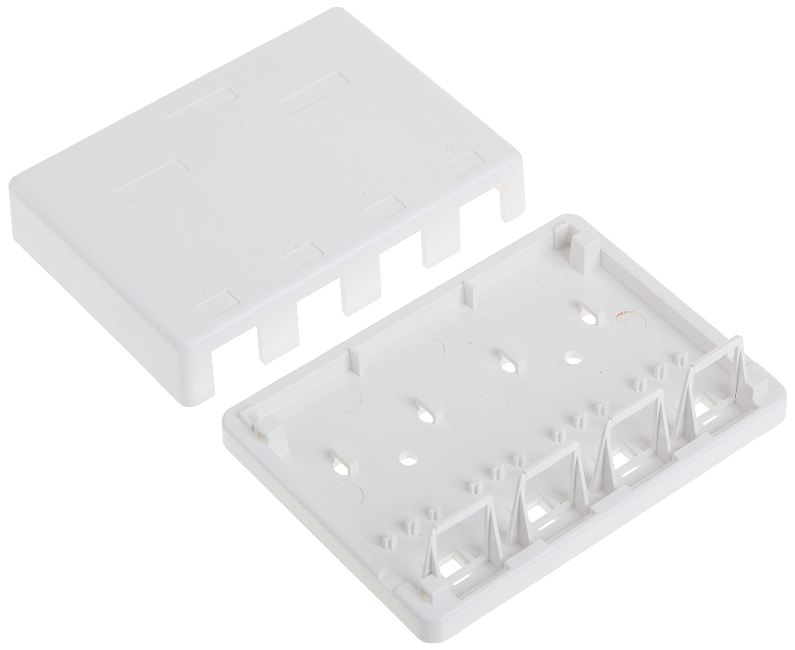 4 Port Keystone Jack Surface Mount Box, White, Surface Mount Box For Networking, Home Theatre, Security/Surveillance, Cablewhole
