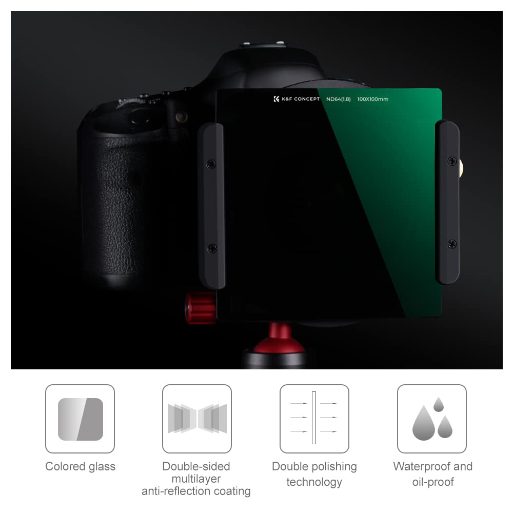 K&F Concept 100 X 100Mm Nd64 (6 Stop) Square Filter Ultra Slim Hd 28 Multi Layer Coatings Neutral Density Import Agc Optical Gla