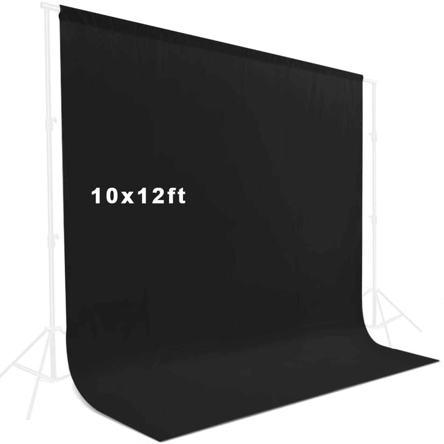 10X12Ft Black Backdrop, Lcuirc Black Photo Backdrop Curtain Polyester Collapsible Black Background For Portraits Pet Photoshoot