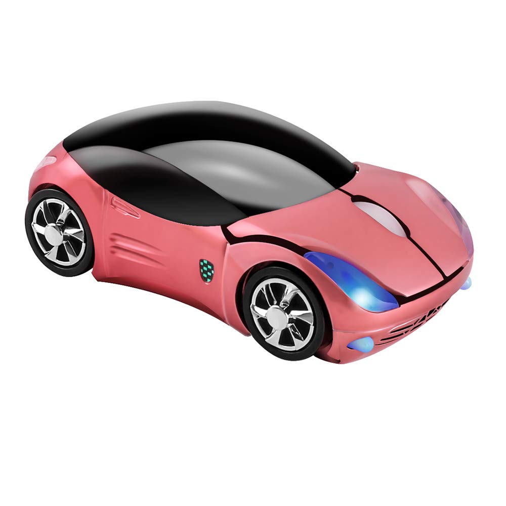 Usbkingdom Wireless Mouse, 2.4Ghz Car Shaped Wireless Pink Mouse Cool 3D Ergonomic Optical Gaming Mice With Usb Receiver For Pc