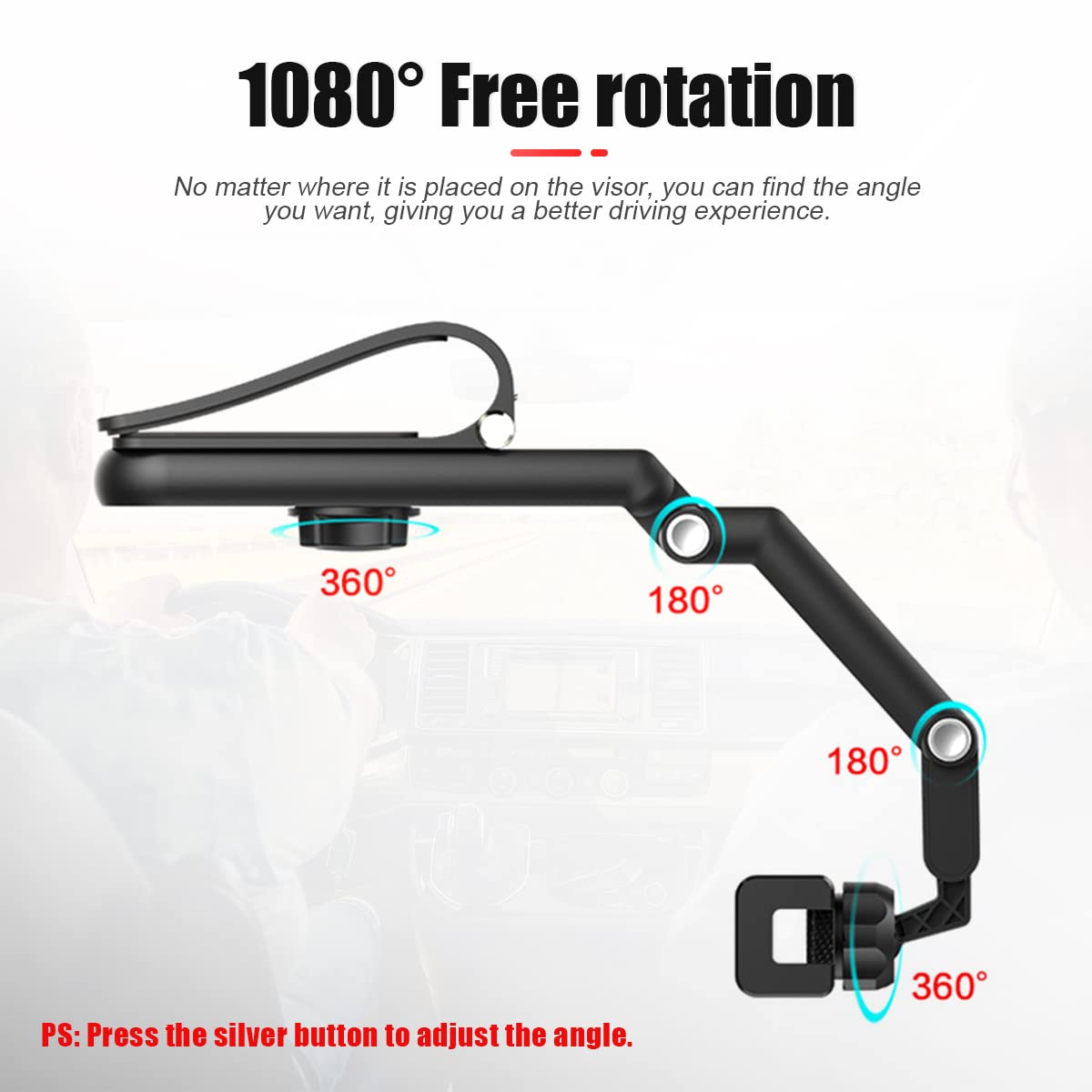 Cell Phone Holder For Car, Car Cellphone Mount Clip, 360Rotatable Phone Holder For Car Sun Visor, Universal For Iphone 13/12 Pro